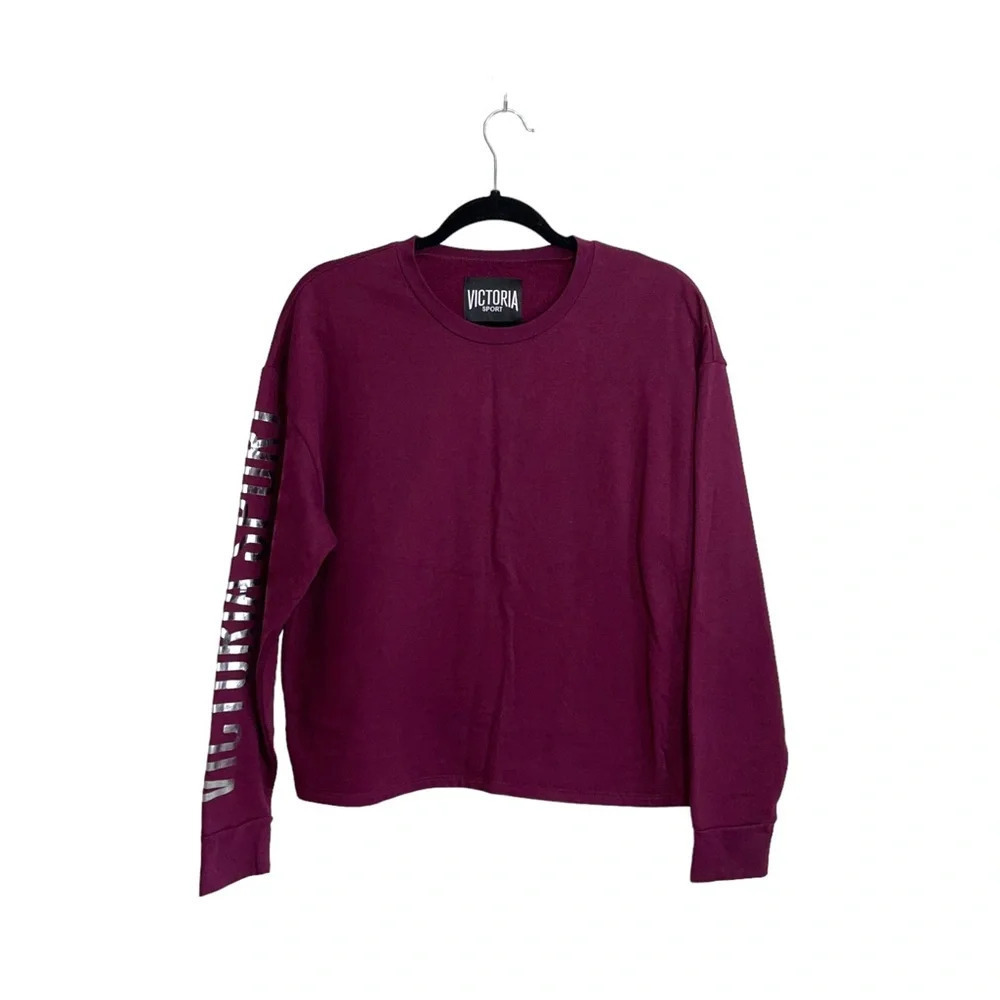 Victoria’s Secret Sport Maroon Foiled Icon Fleece Lined Sweatshirt Small Women’s